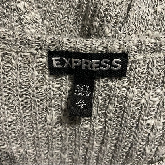 Express Gray Open Knit V Neck Slit Back Sweater - Picture 5 of 6